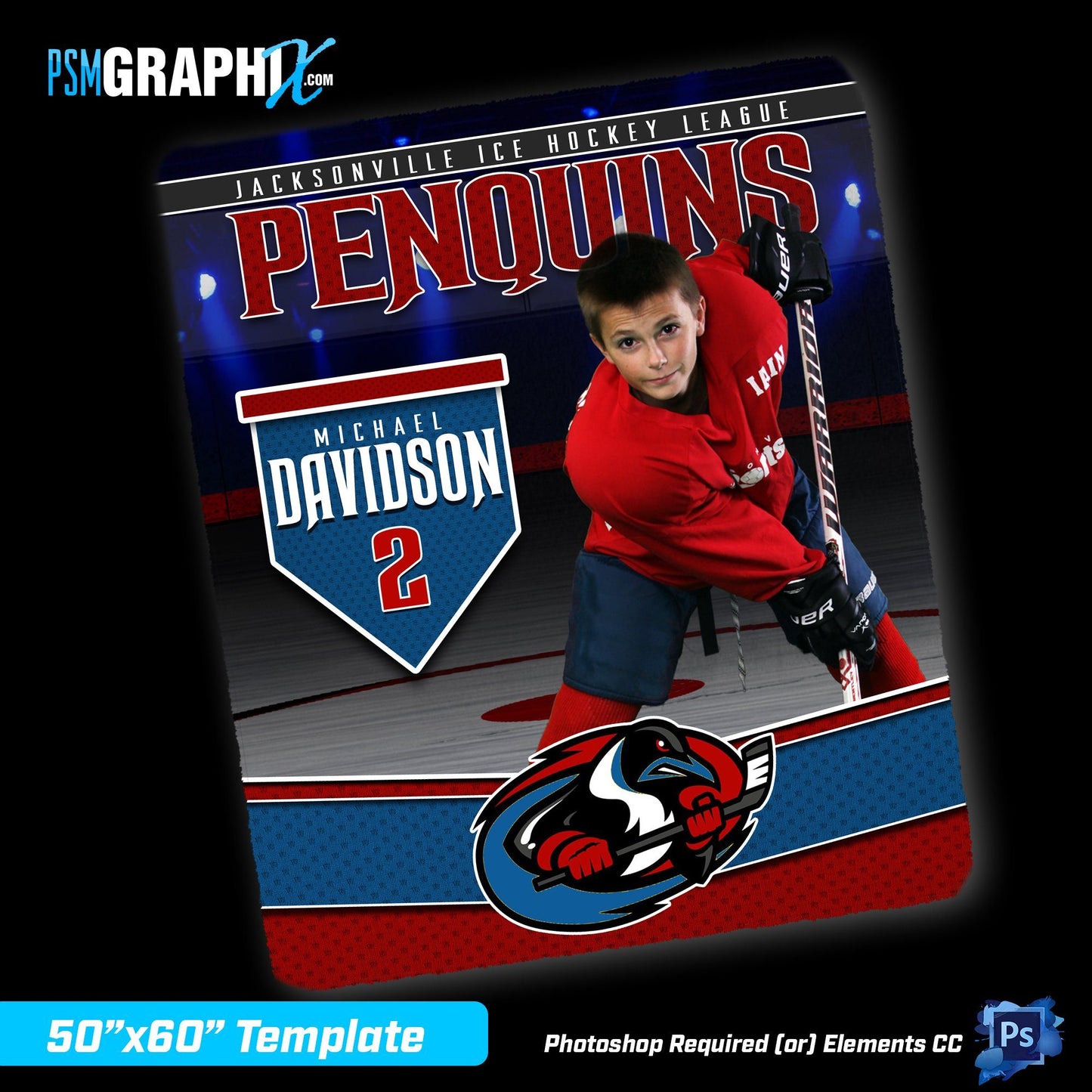 V2 - Face Off - 50"x60" Blanket Template-Photoshop Template - PSMGraphix