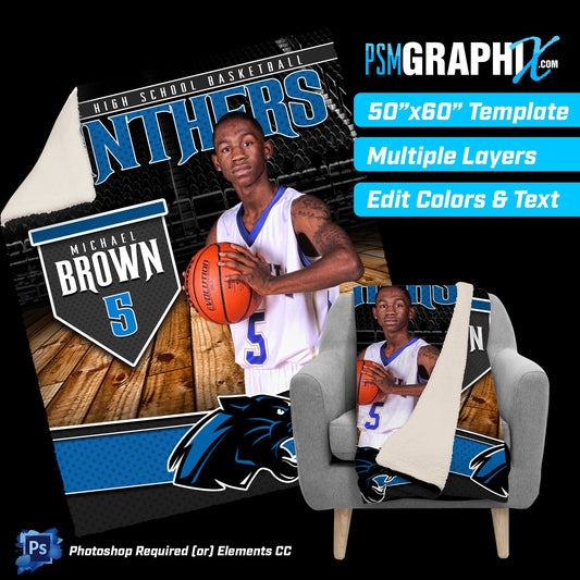 V2 - Full Court - 50"x60" Blanket Template-Photoshop Template - PSMGraphix