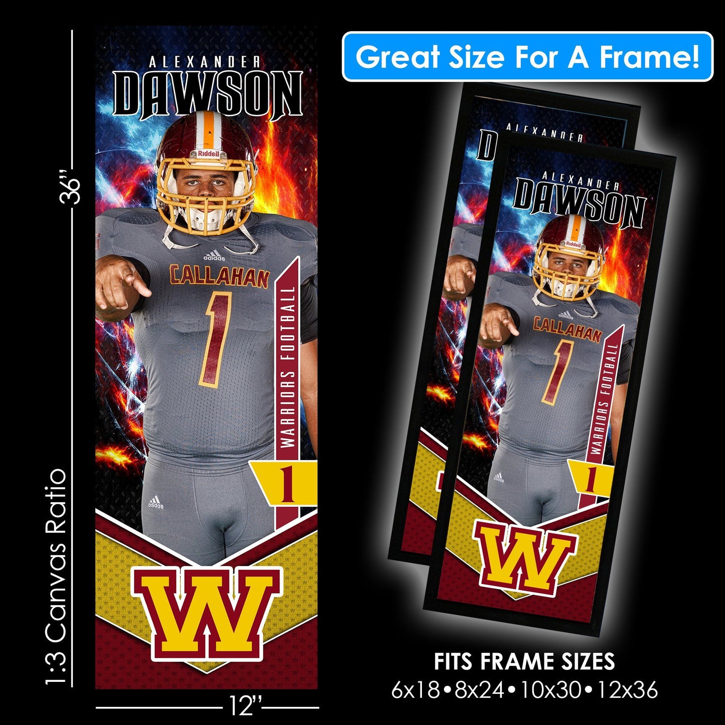 V3 - Fire & Ice - 1:3 Ratio Single Player Poster Template-Photoshop Template - PSMGraphix