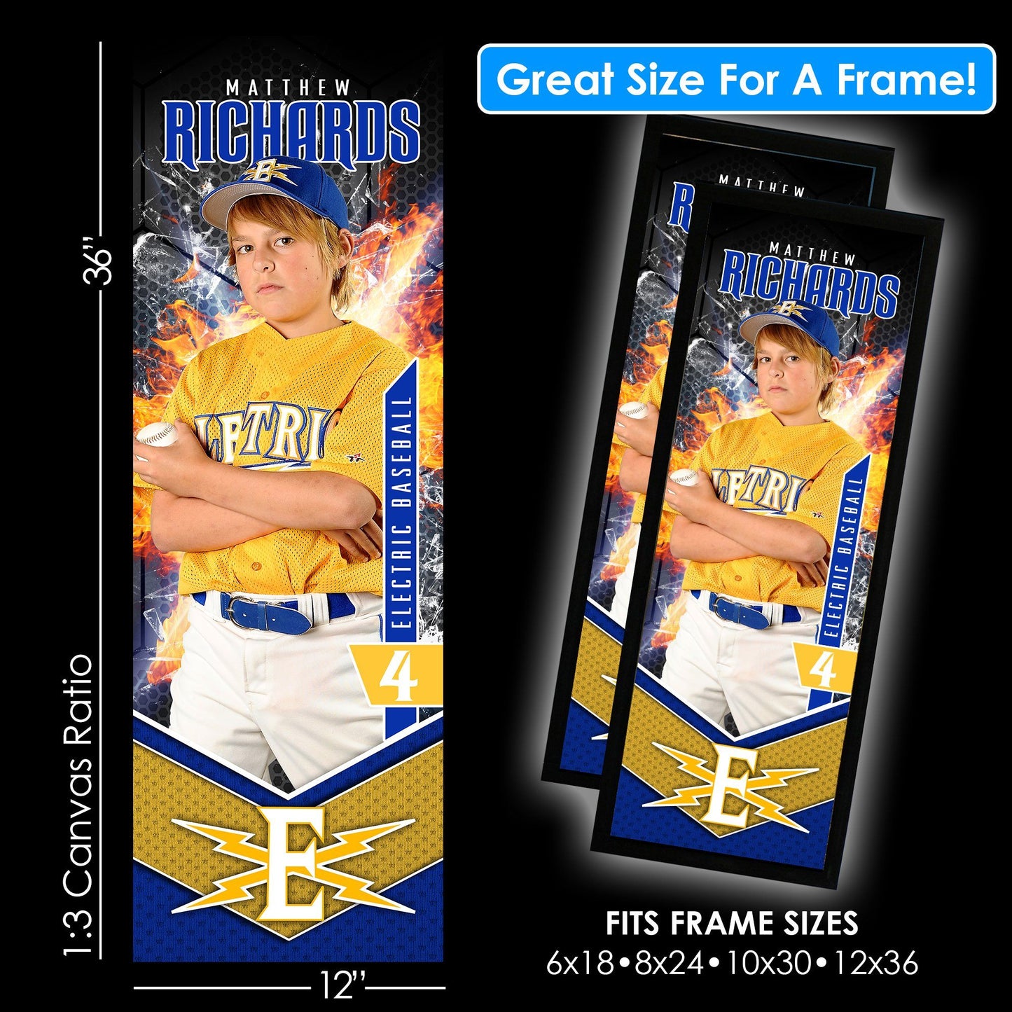 V3 - Grid Fire - 1:3 Ratio Single Player Poster Template-Photoshop Template - PSMGraphix