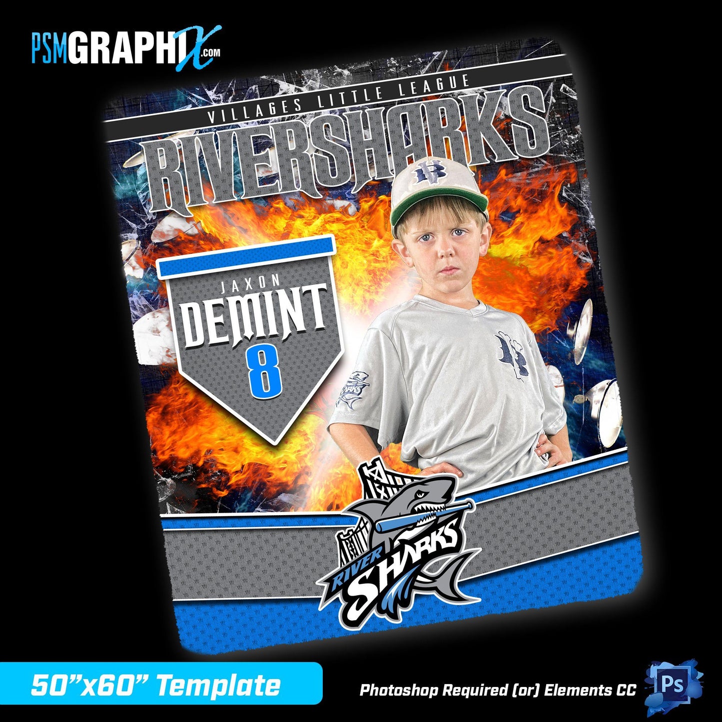 V3 - Stadium Lights - 50"x60" Blanket Template-Photoshop Template - PSMGraphix