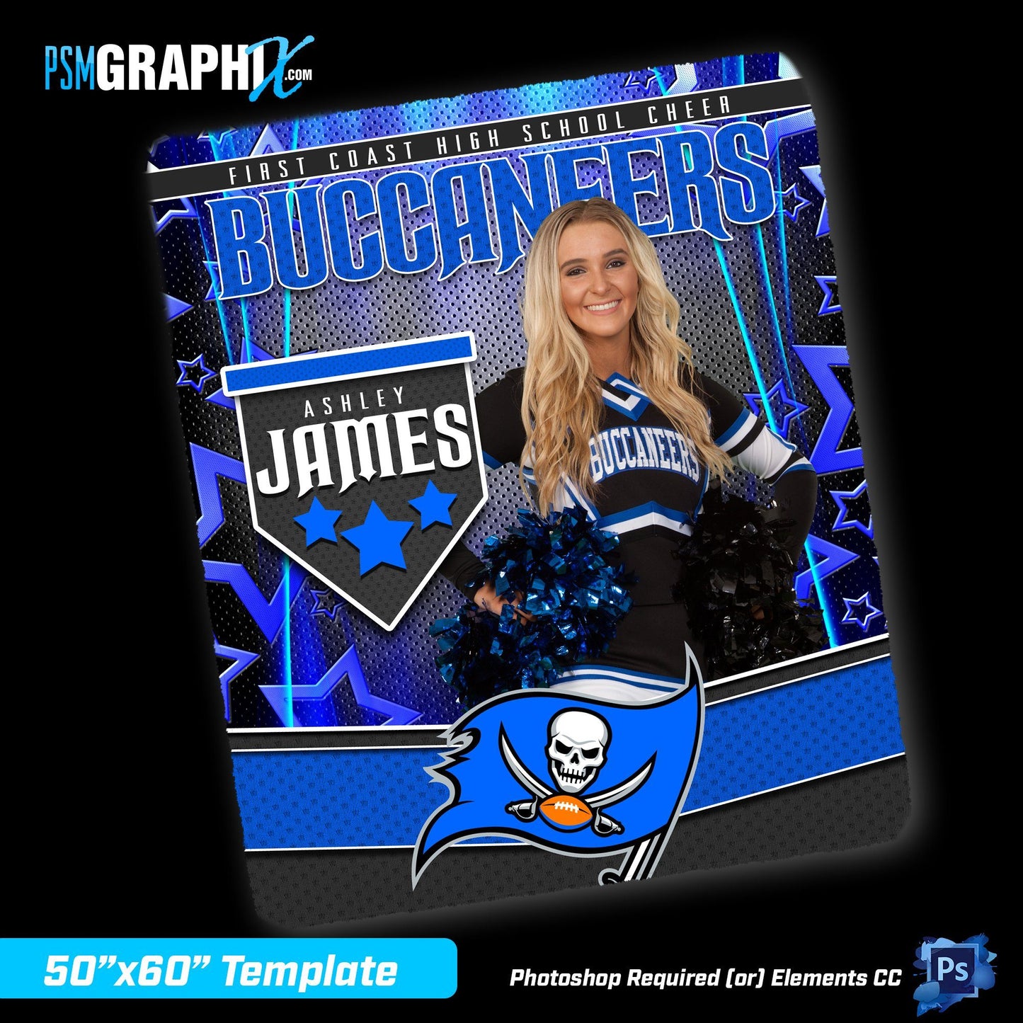 V4 - Metal Starz - 50"x60" Blanket Template-Photoshop Template - PSMGraphix