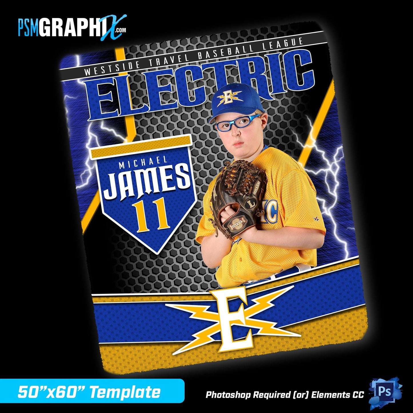 V4 - Metaletric - 50"x60" Blanket Template-Photoshop Template - PSMGraphix