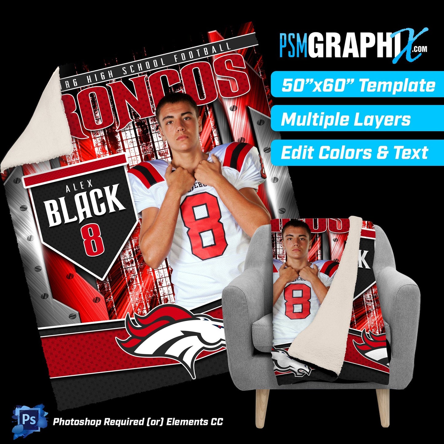 V4 - Street - 50"x60" Blanket Template-Photoshop Template - PSMGraphix