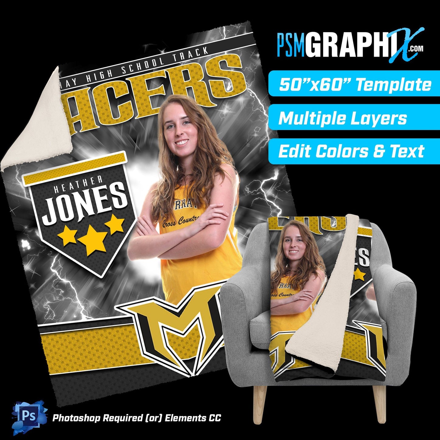 V5 - Fusion - 50"x60" Blanket Template-Photoshop Template - PSMGraphix