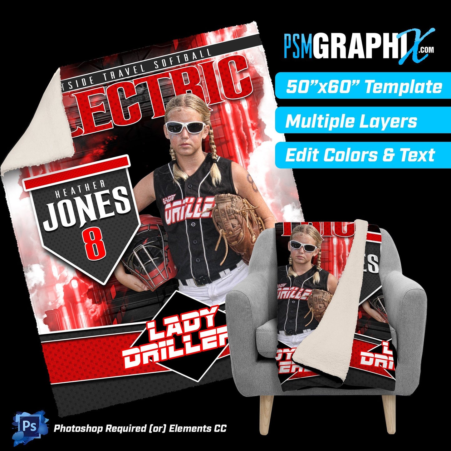 V5 - Hatch - 50"x60" Blanket Template-Photoshop Template - PSMGraphix