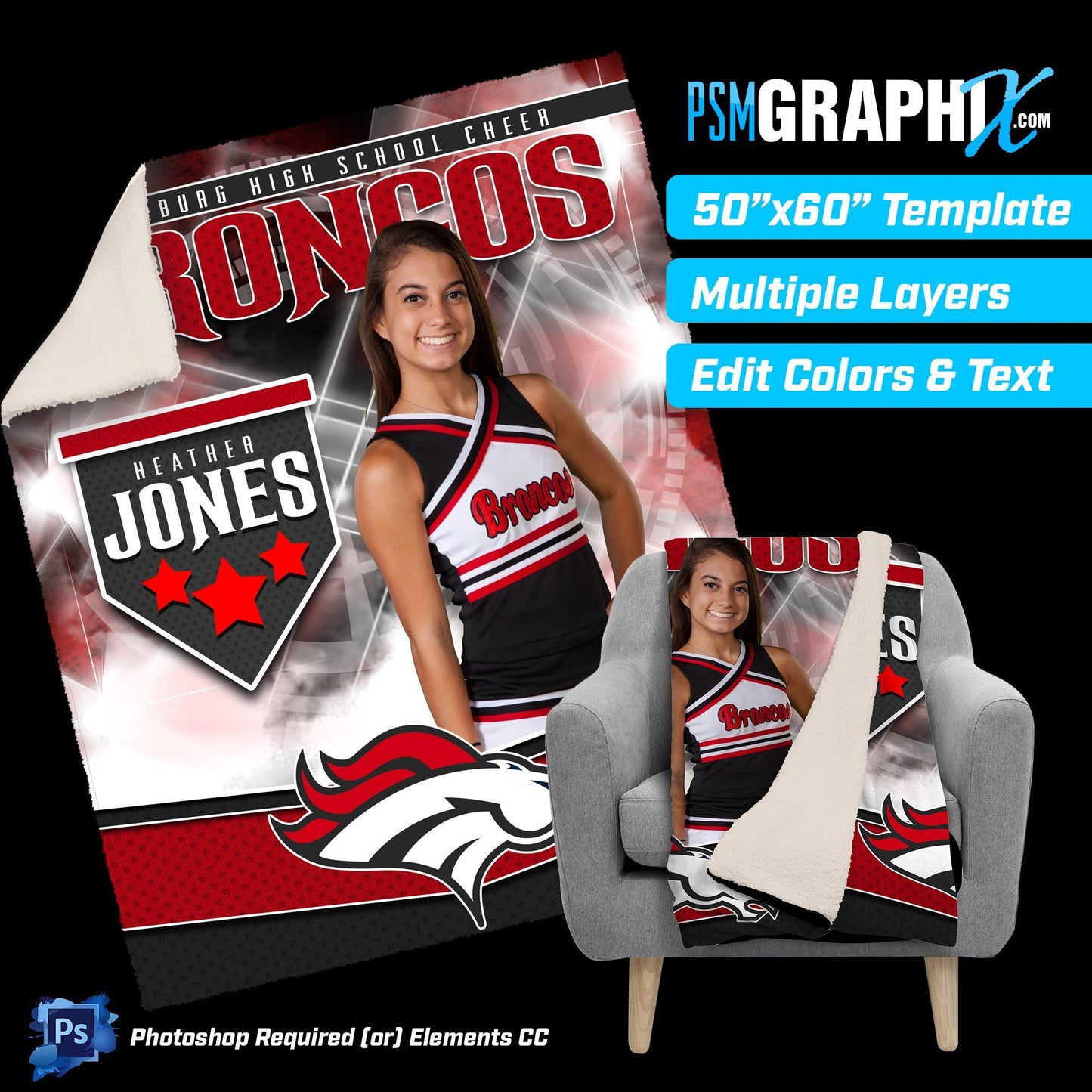 V5 - Light Storm - 50"x60" Blanket Template-Photoshop Template - PSMGraphix