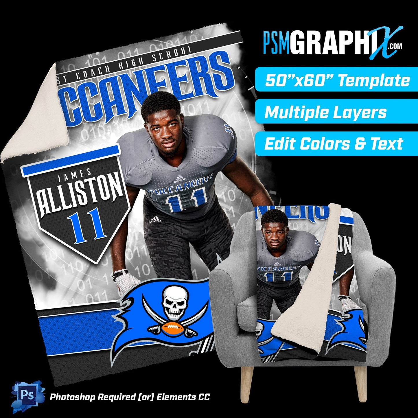 V5 - Time Zone - 50"x60" Blanket Template-Photoshop Template - PSMGraphix