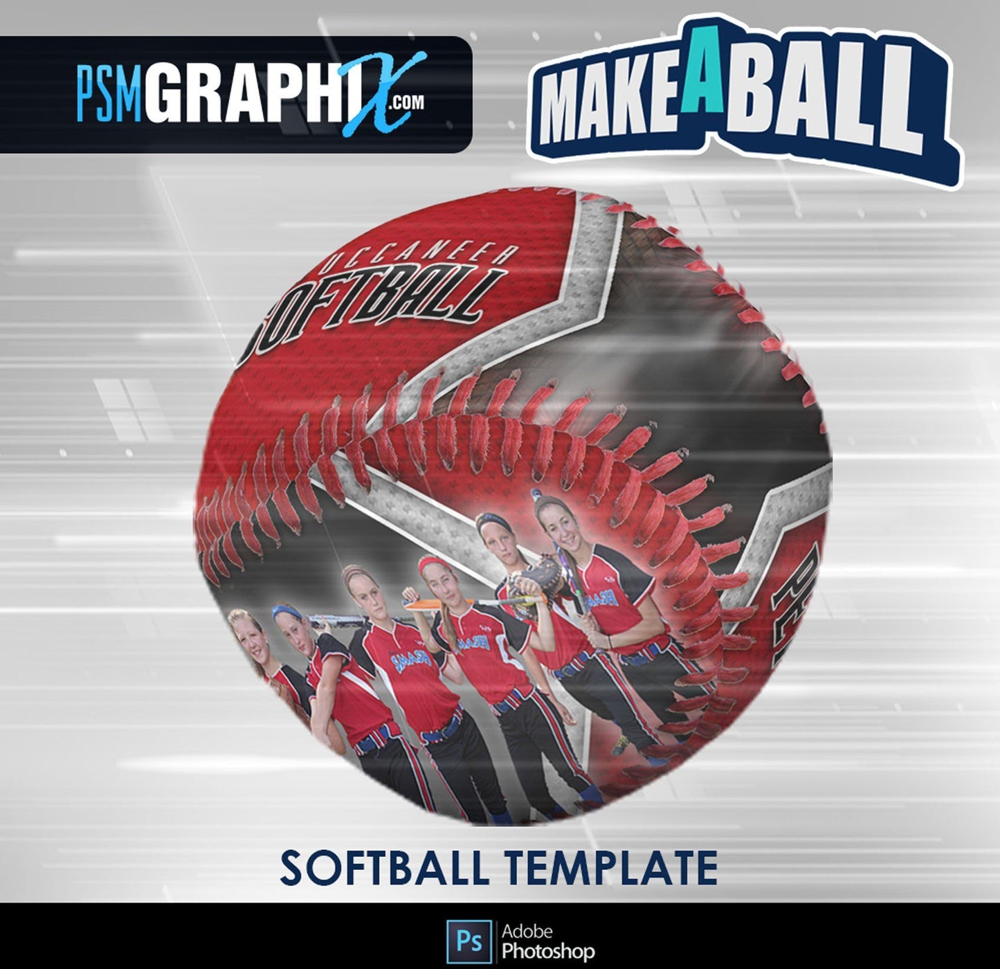 Vapor - V.1 - Softball - Make-A-Ball Photoshop Template-Photoshop Template - PSMGraphix