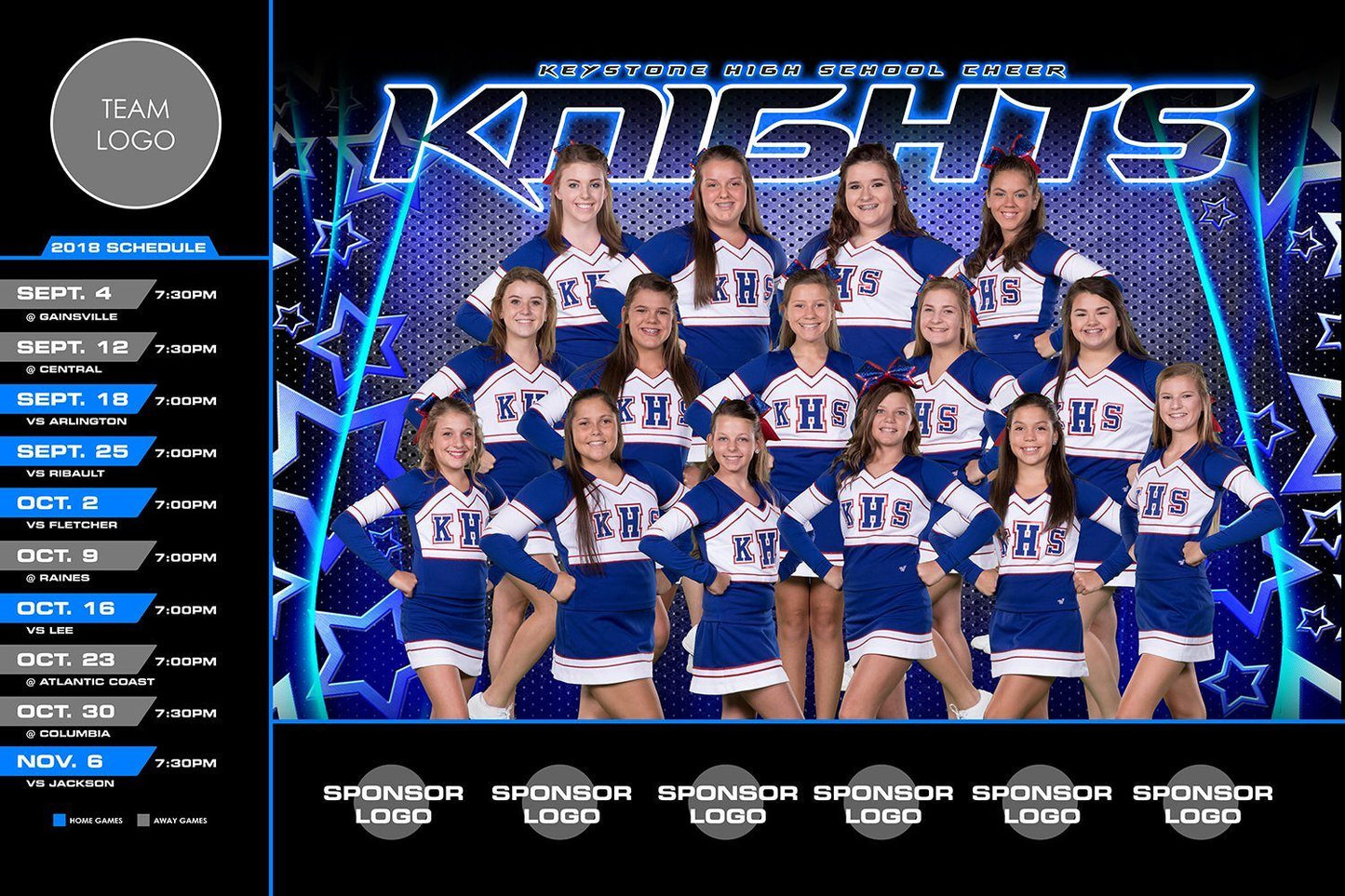 Metal Stars - V.4 - Game Day Season Schedule Template-Photoshop Template - Photo Solutions