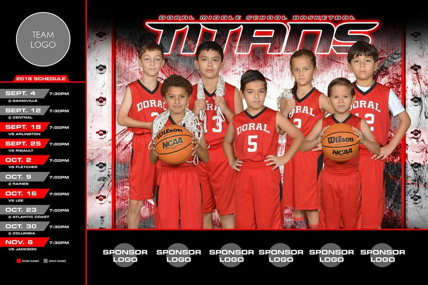 Rivet - V.4 - Game Day Season Schedule Template-Photoshop Template - Photo Solutions