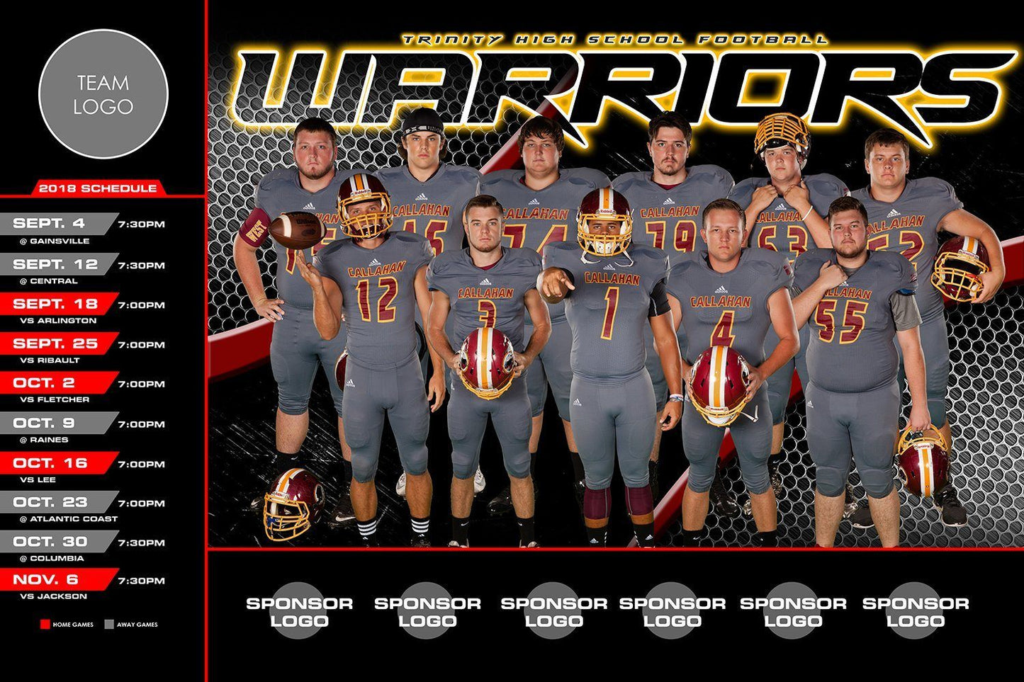 Smash - V.4 - Game Day Season Schedule Template-Photoshop Template - Photo Solutions