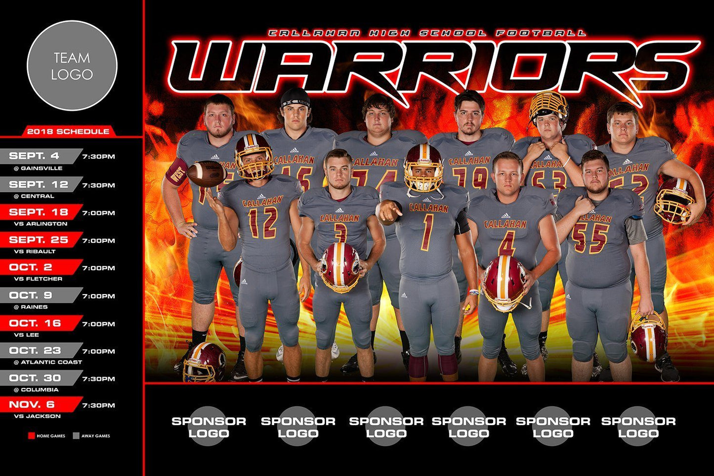 Blaze - V.2 - Game Day Season Schedule Template-Photoshop Template - Photo Solutions