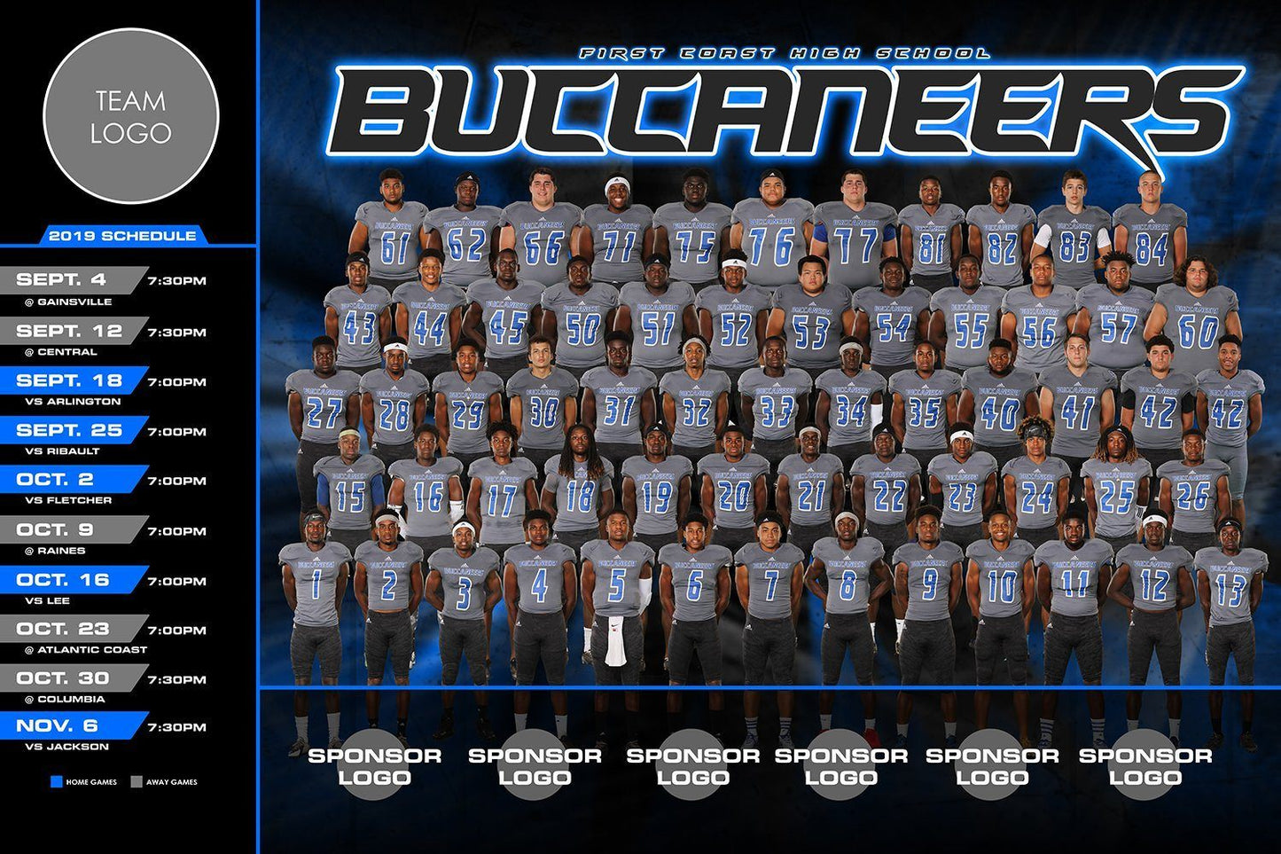 Buccaneer - V.1 - Game Day Season Schedule Template-Photoshop Template - Photo Solutions