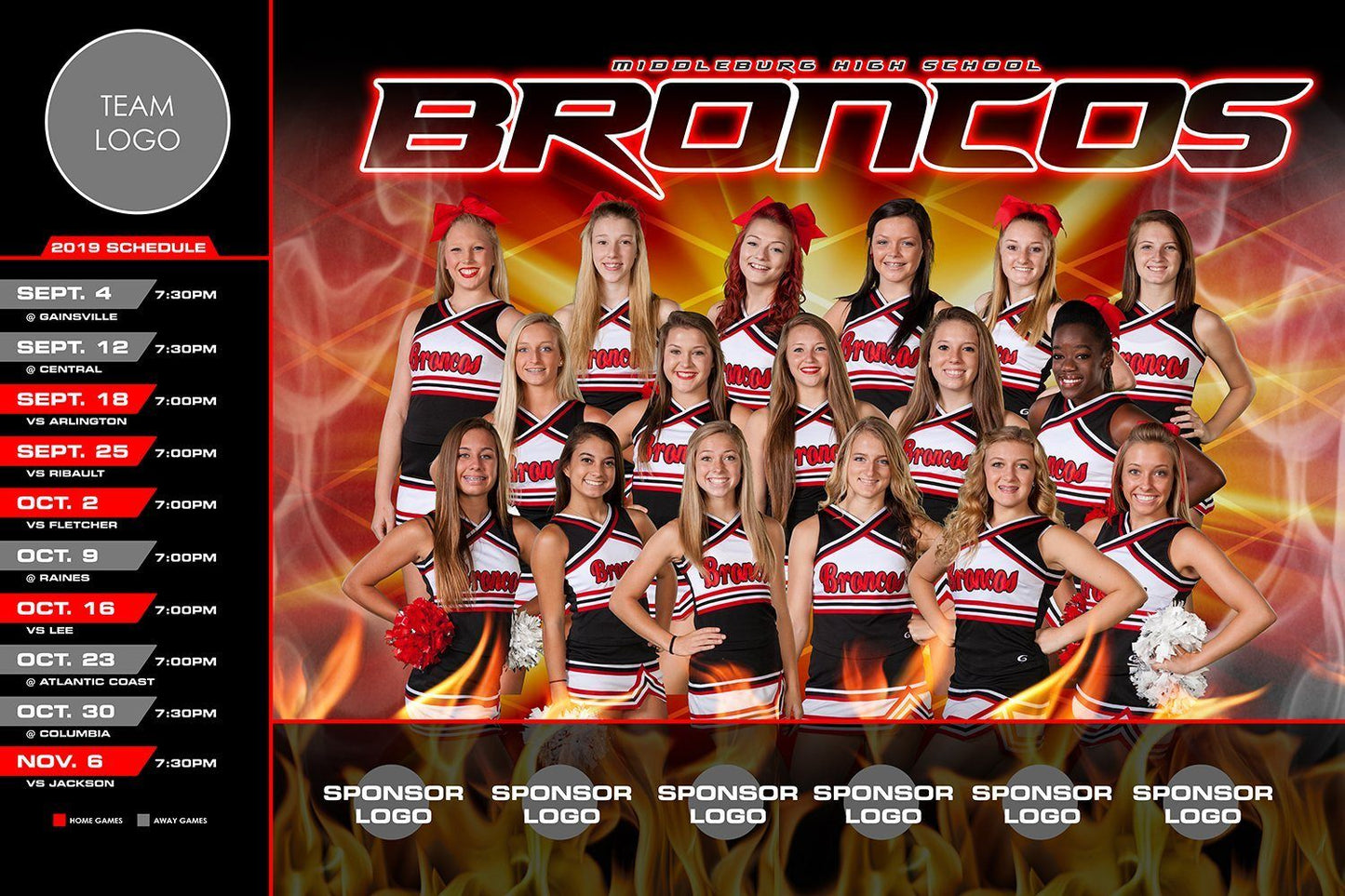 Burn - V.1 - Game Day Season Schedule Template-Photoshop Template - Photo Solutions