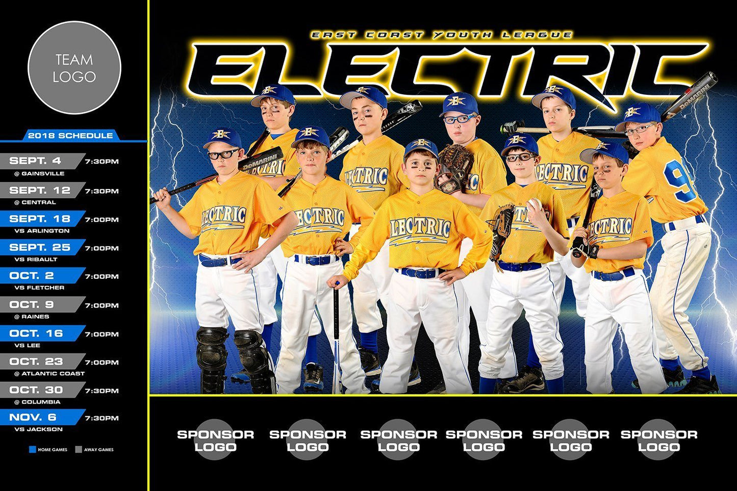 Electric - V.2 - Game Day Season Schedule Template-Photoshop Template - Photo Solutions