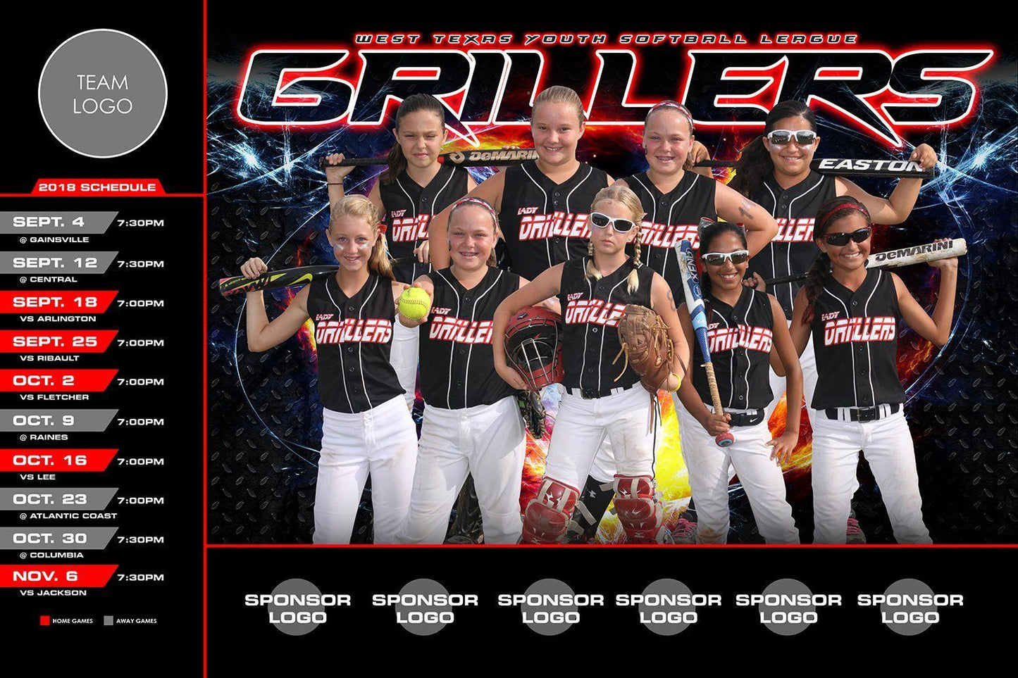 Fire & Ice - V.3 - Game Day Season Schedule Template-Photoshop Template - Photo Solutions