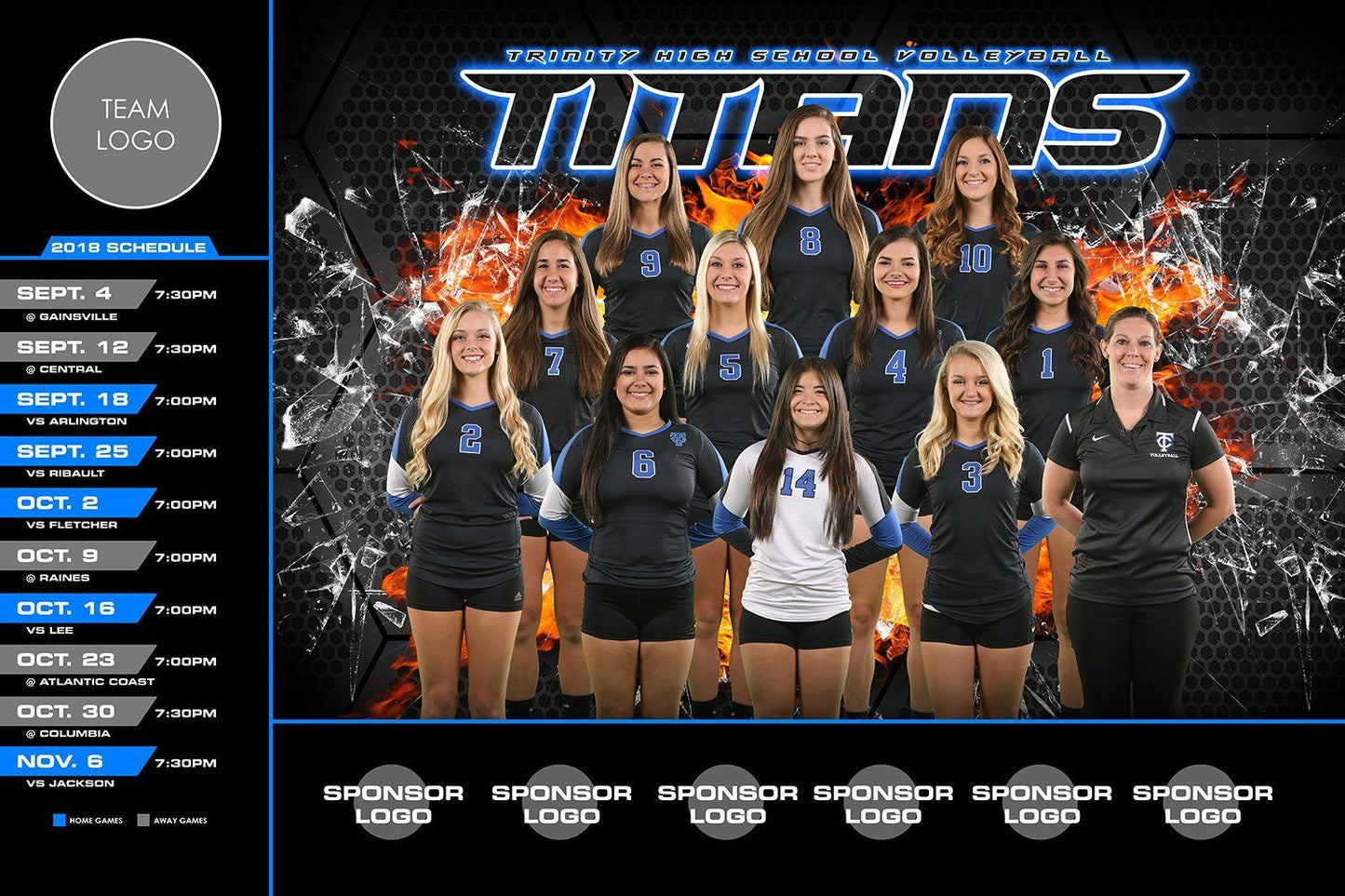 Grid Fire - V.3 - Game Day Season Schedule Template-Photoshop Template - Photo Solutions