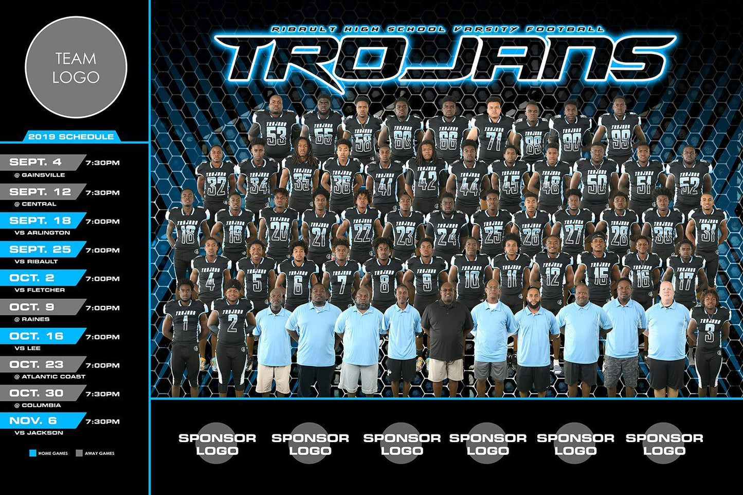 Honeycomb - V.1 - Game Day Season Schedule Template-Photoshop Template - Photo Solutions