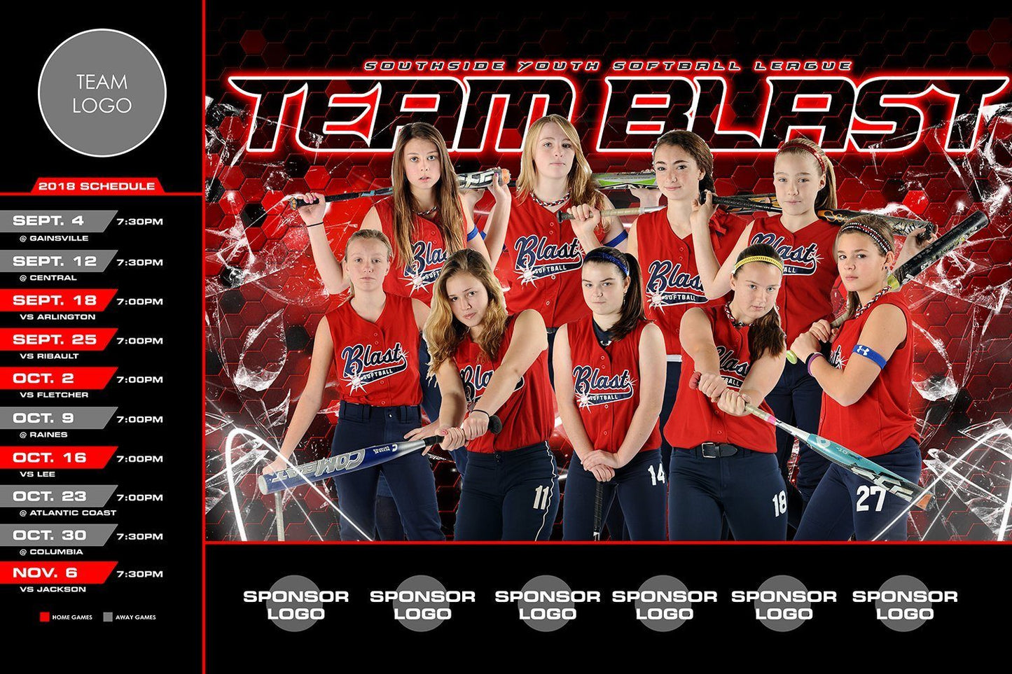 Honeycomb - V.3 - Game Day Season Schedule Template-Photoshop Template - Photo Solutions