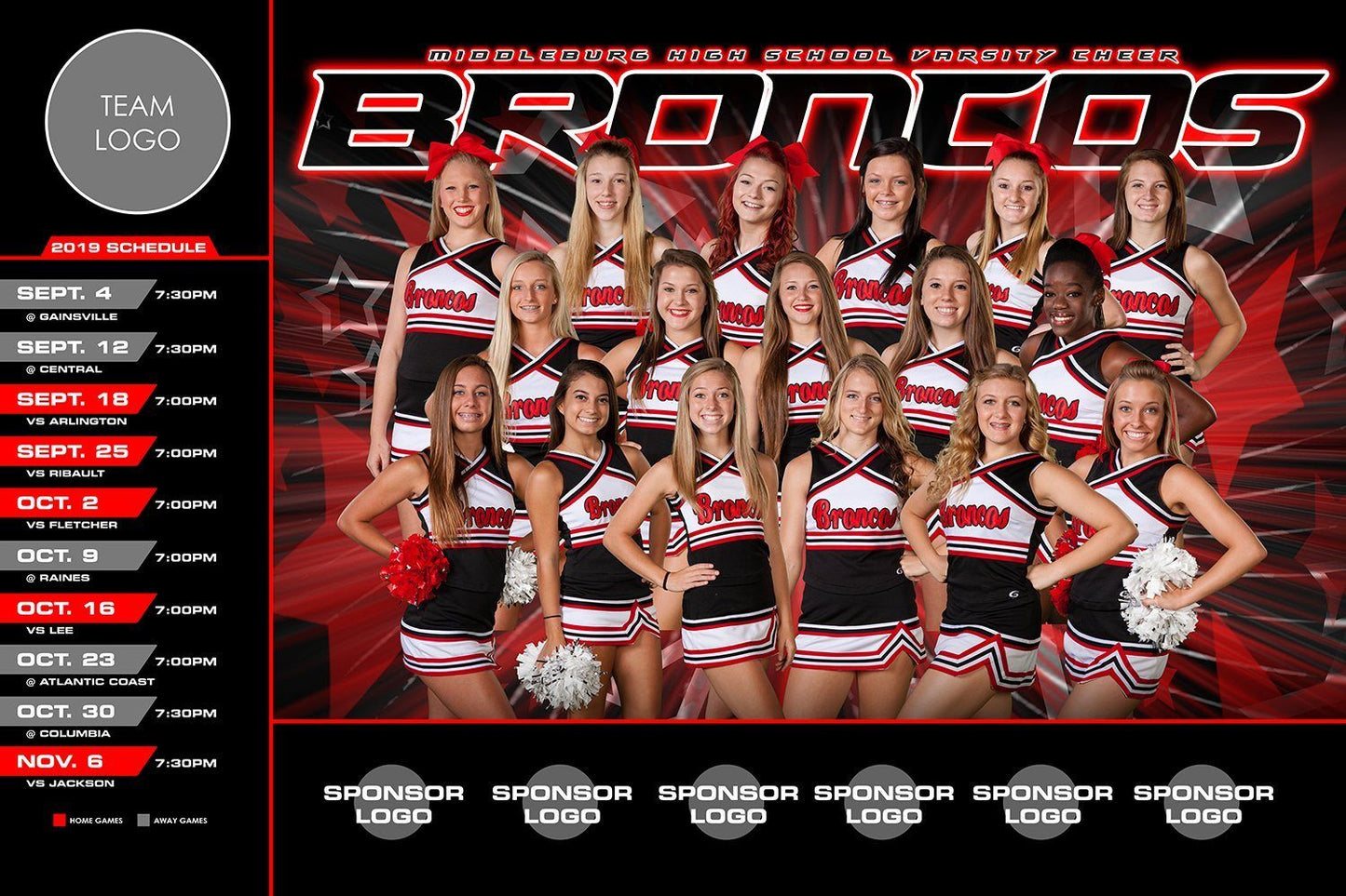 Spirit - V.1 - Game Day Season Schedule Template-Photoshop Template - Photo Solutions