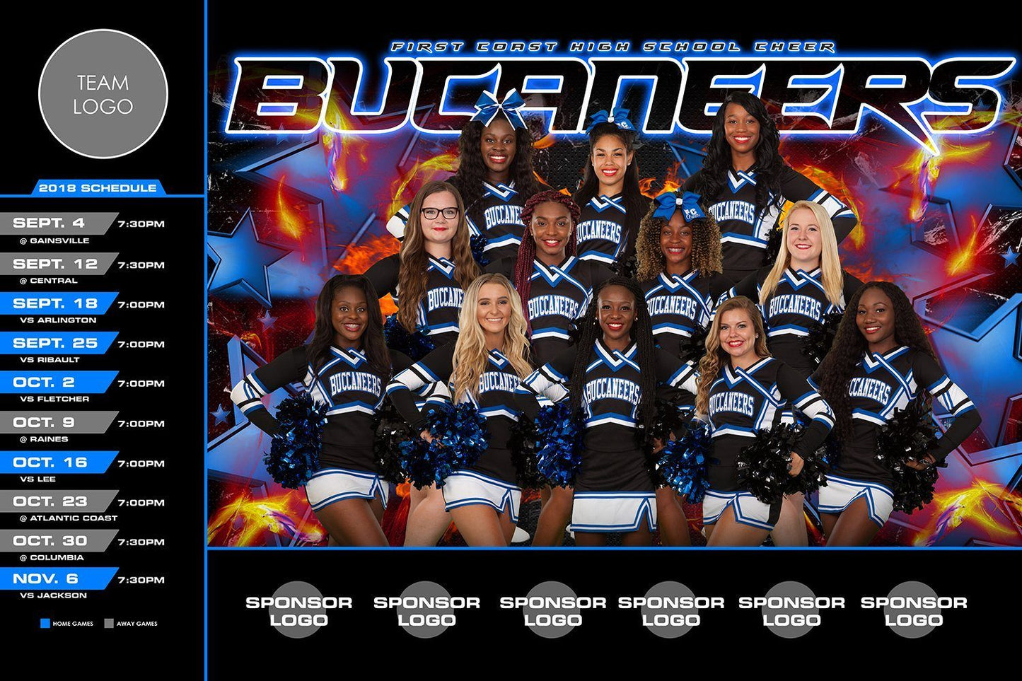 Stars - V.3 - Game Day Season Schedule Template-Photoshop Template - Photo Solutions