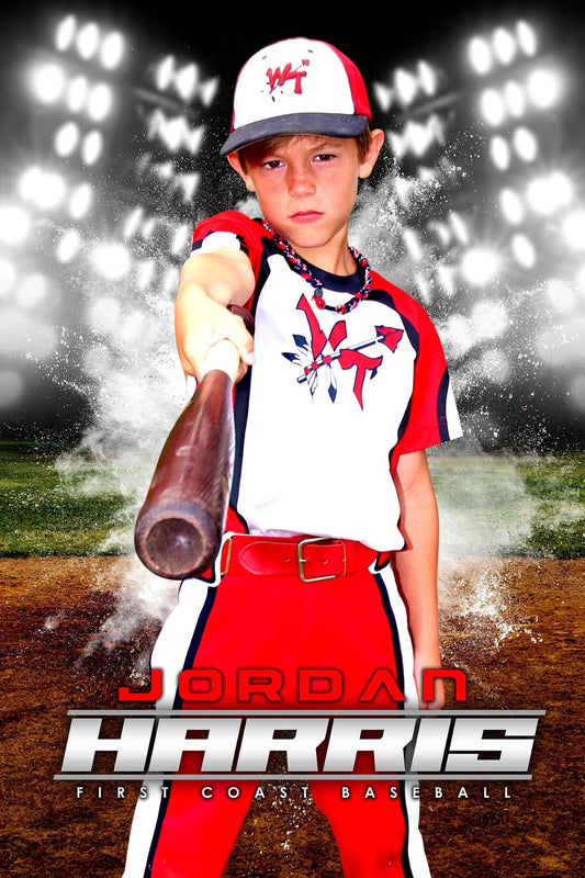 2:3 Ratio INDIVIDUAL POSTER/BANNER Photoshop Template - ILLUMINATION - BASEBALL/SOFTBALL