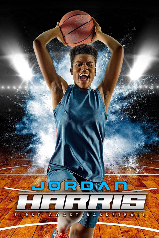 2:3 Ratio INDIVIDUAL POSTER/BANNER Photoshop Template - ILLUMINATION - BASKETBALL