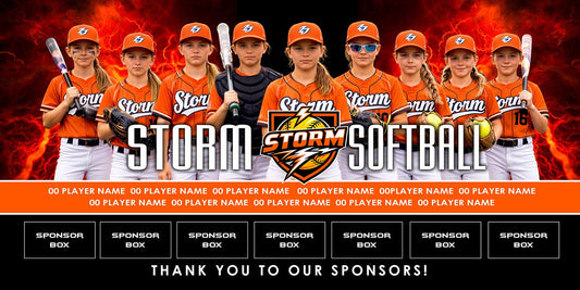 4x8 Team Banner - FIre Lightning-Photoshop Template - PSMGraphix