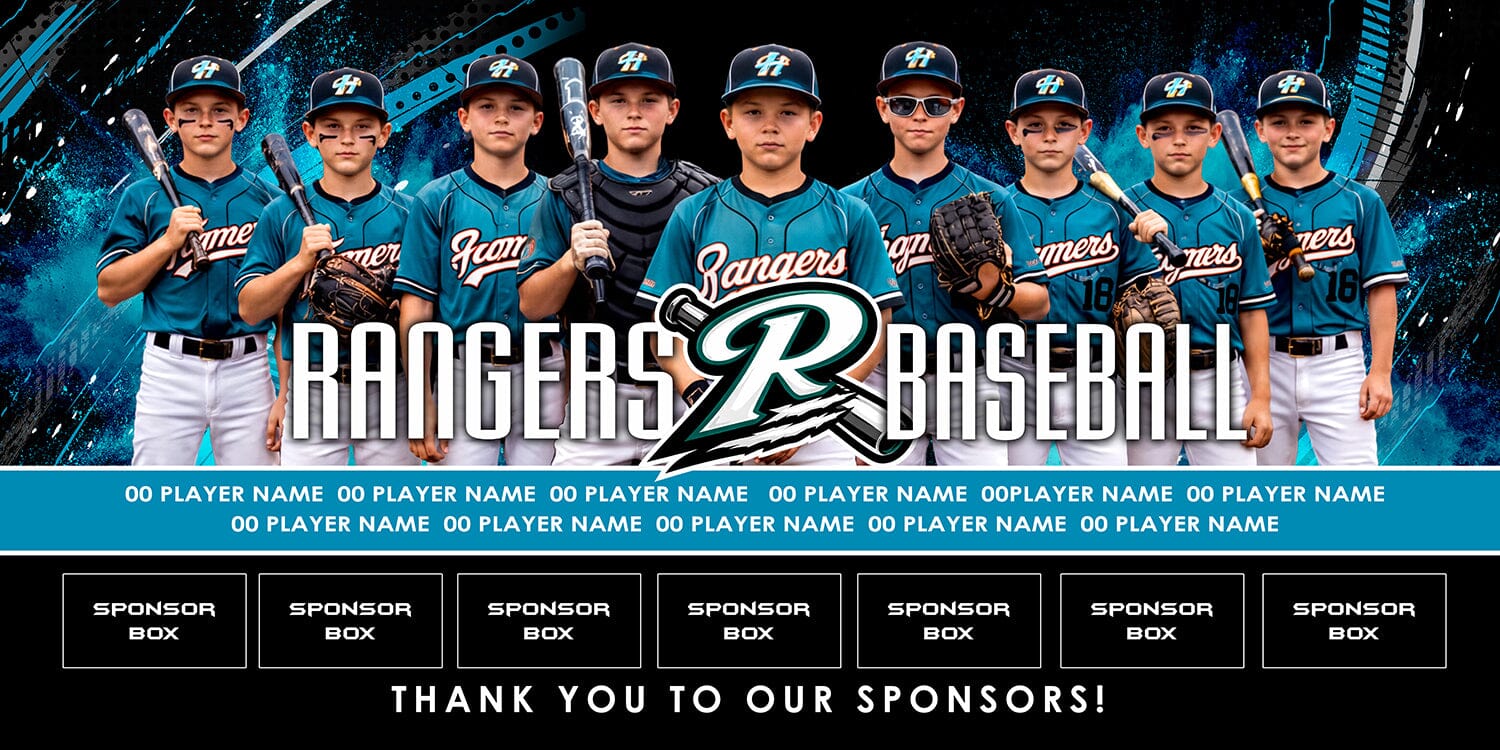 4x8 Team Banner - Halftone Swipe-Photoshop Template - PSMGraphix