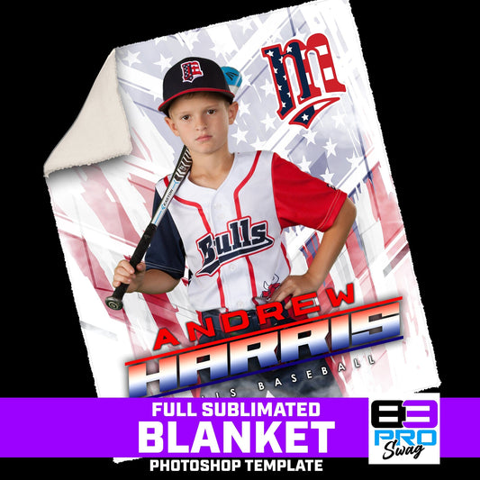 50"x60" Blanket Photoshop Template - USA Slash - Multi-Sport-Photoshop Template - PSMGraphix