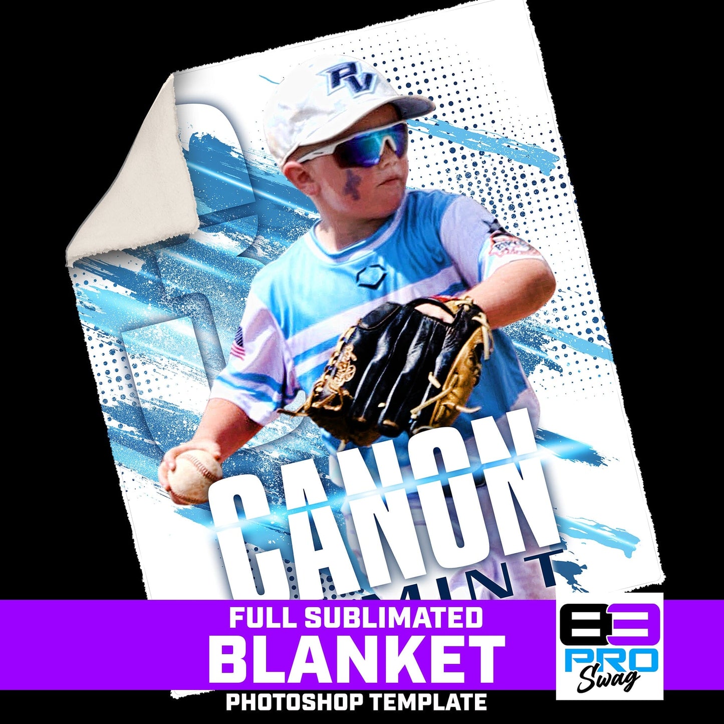 50"x60" Blanket Photoshop Template - SPLASH - Multi-Sport