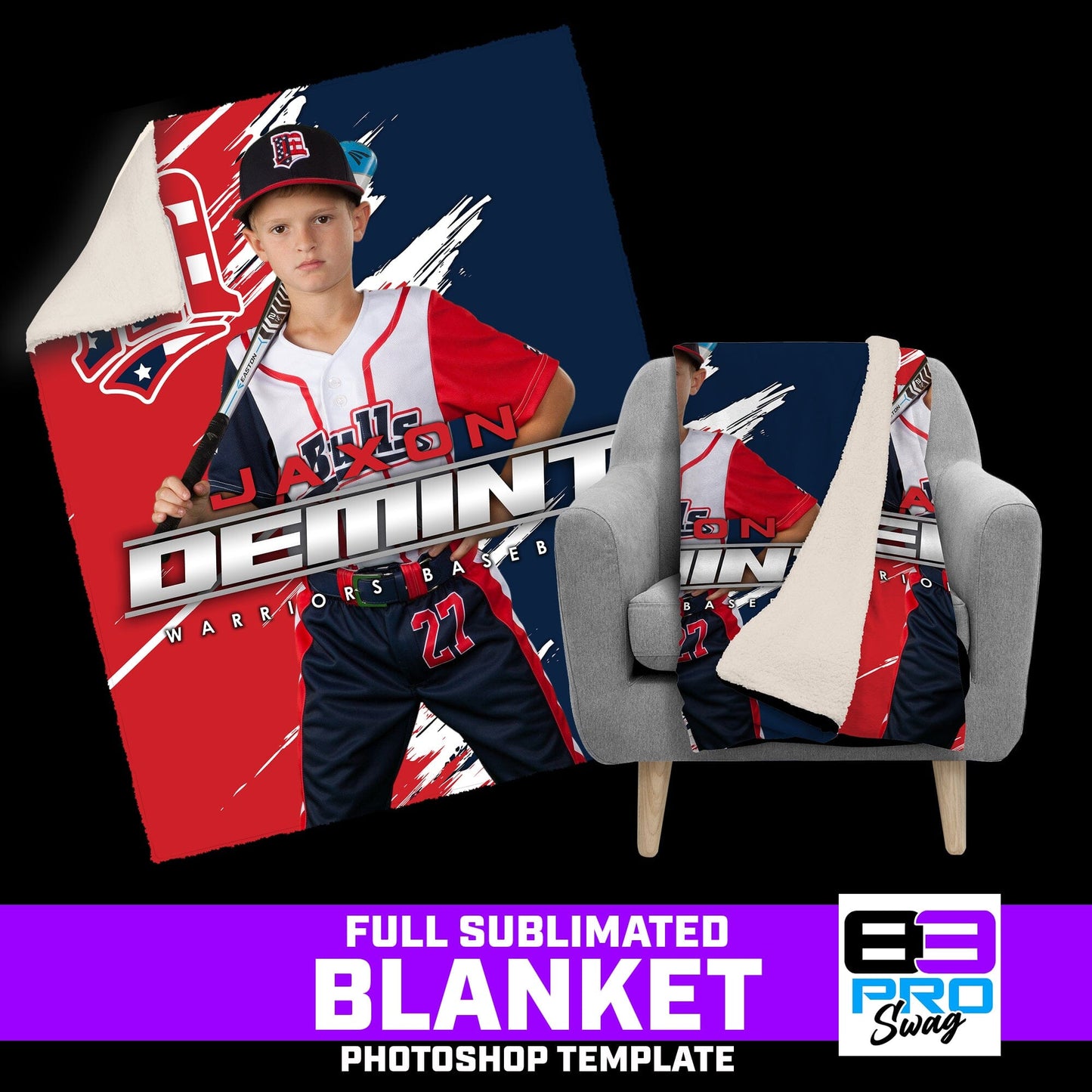 50"x60" Blanket Photoshop Template - Shredded