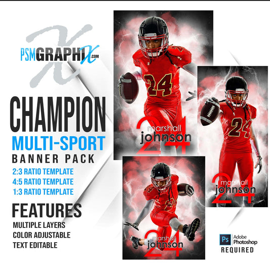 Champion - Multi Sport Banner Bundle-Photoshop Template - PSMGraphix