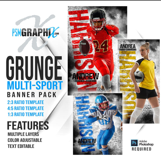Grunge Street - Multi Sport Bundle-Photoshop Template - PSMGraphix