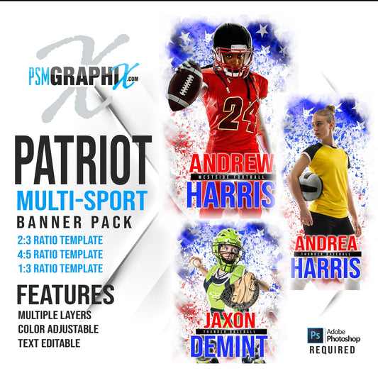 Patriot - Multi Sports Bundle-Photoshop Template - PSMGraphix