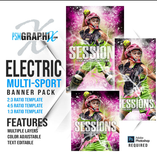 Electric - Multi Sport Banner Bundle-Photoshop Template - PSMGraphix