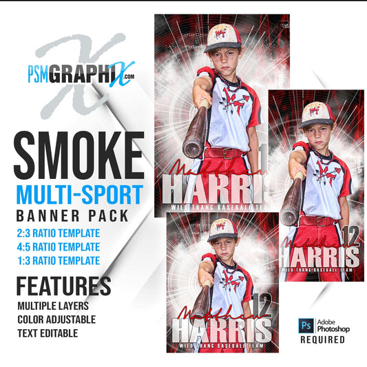 Smoke - Multi Sport Banner Bundle-Photoshop Template - PSMGraphix