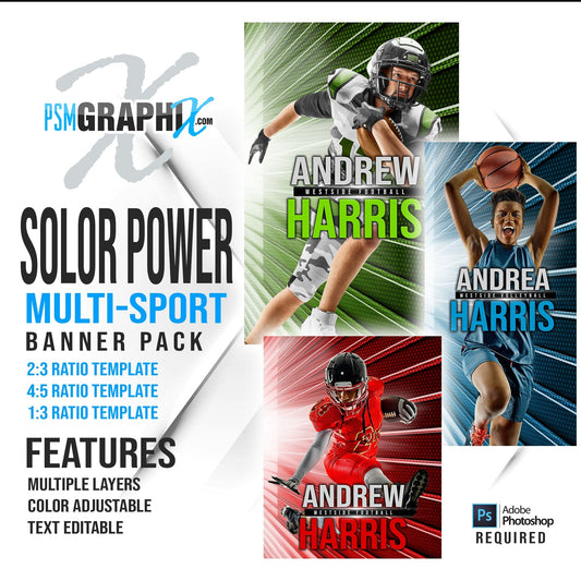 Solar Power  - Multi Sports Bundle-Photoshop Template - PSMGraphix