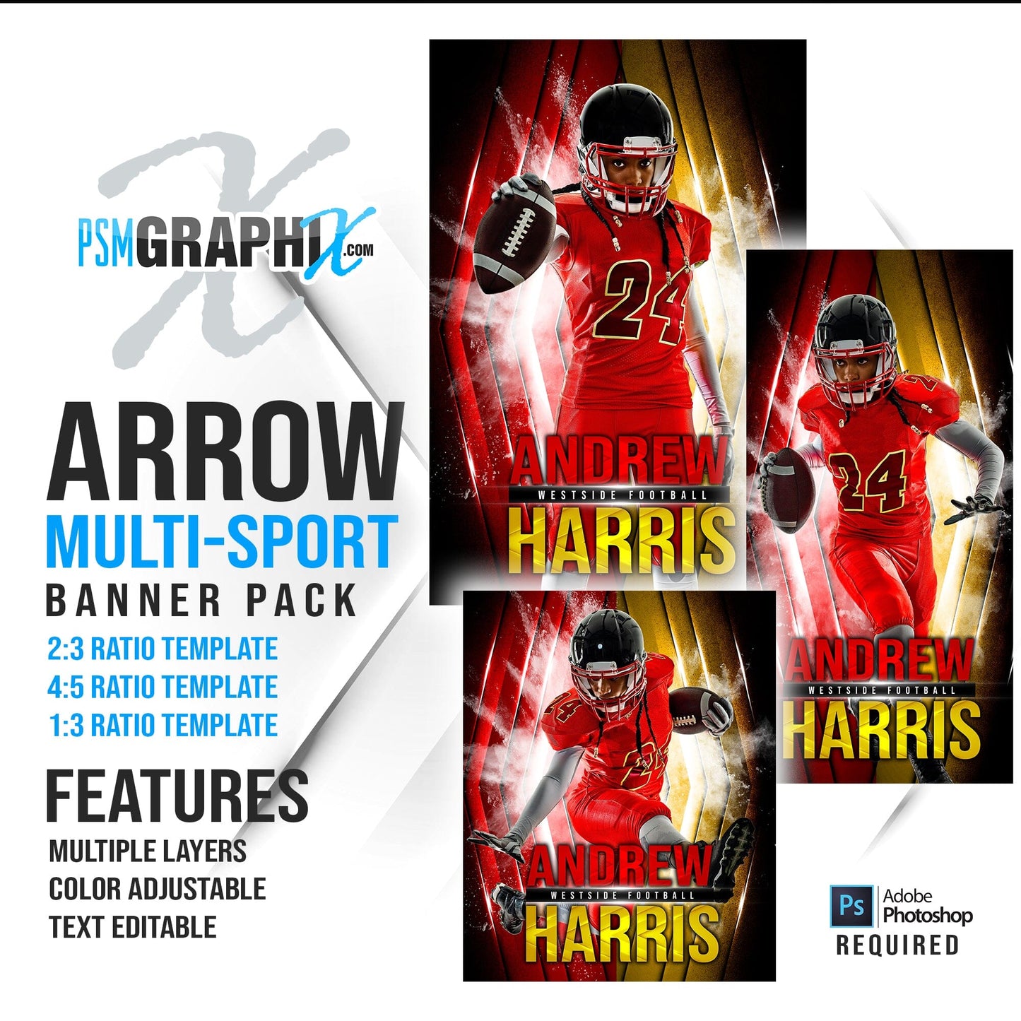 Arrow - Multi Sport Banner Bundle-Photoshop Template - PSMGraphix