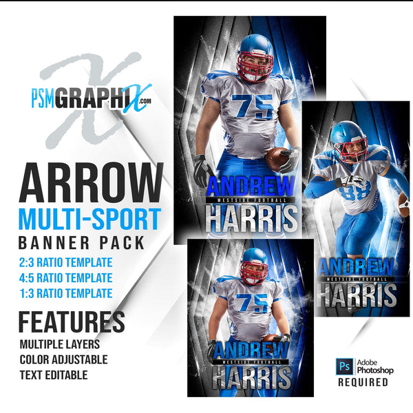 Arrow - Multi Sport Banner Bundle-Photoshop Template - PSMGraphix