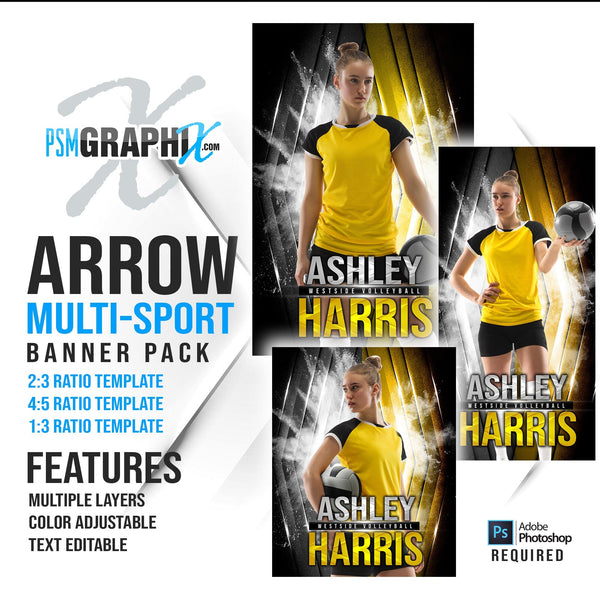 Arrow - Multi Sport Banner Bundle-Photoshop Template - PSMGraphix