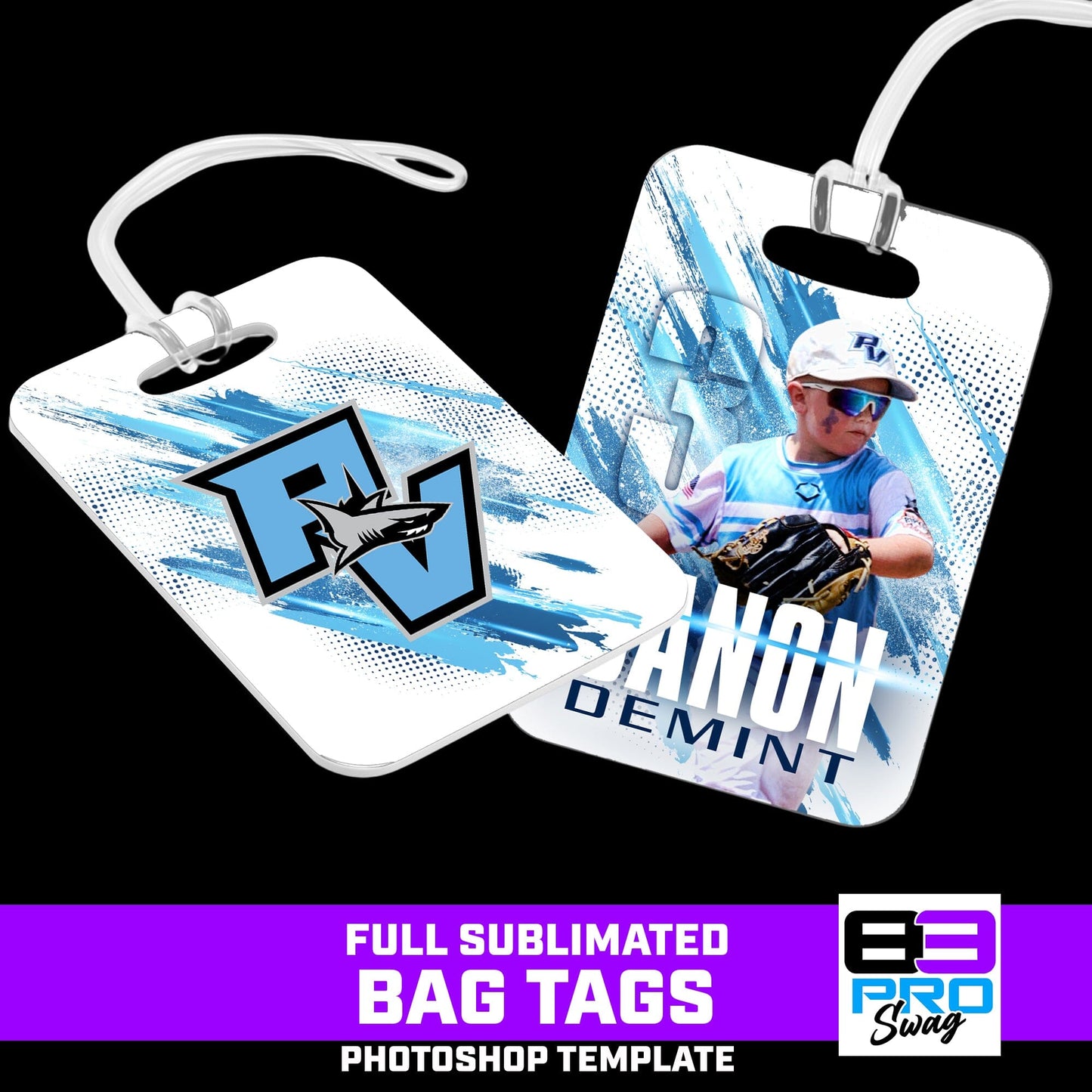 Bag Tag Photoshop Template - USA Slash - SPLASH - Multi-Sport-Photoshop Template - PSMGraphix