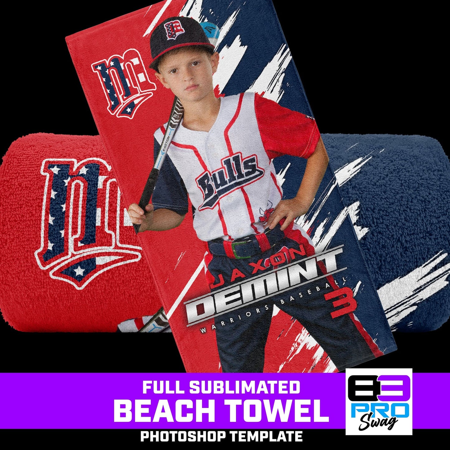 30"x60" Beach Towel Photoshop Template - Shredded