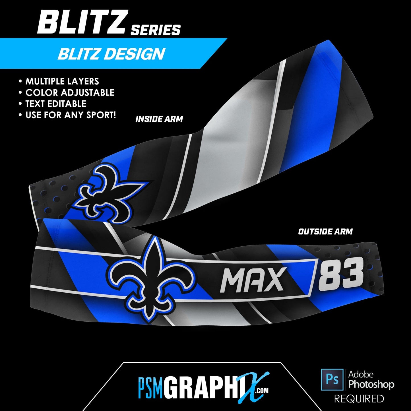 Blitz - BLITZ Series - Arm Sleeve Photoshop Template-Photoshop Template - PSMGraphix