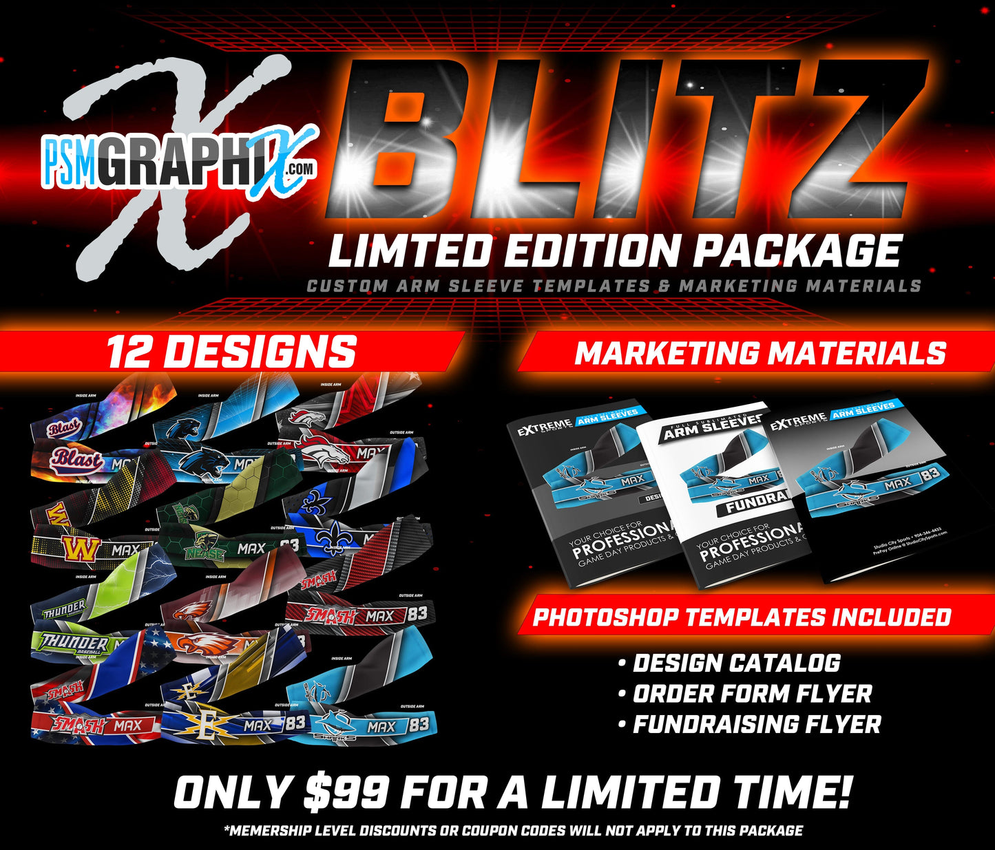 BLITZ Series Arm Sleeve Collection & Marketing Kit LIMITED SPECIAL OFFER-Photoshop Template - PSMGraphix
