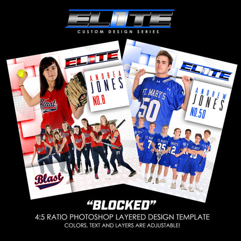Blocked - Elite Series - Team & Individual Memory Mate Photoshop Template-Photoshop Template - PSMGraphix