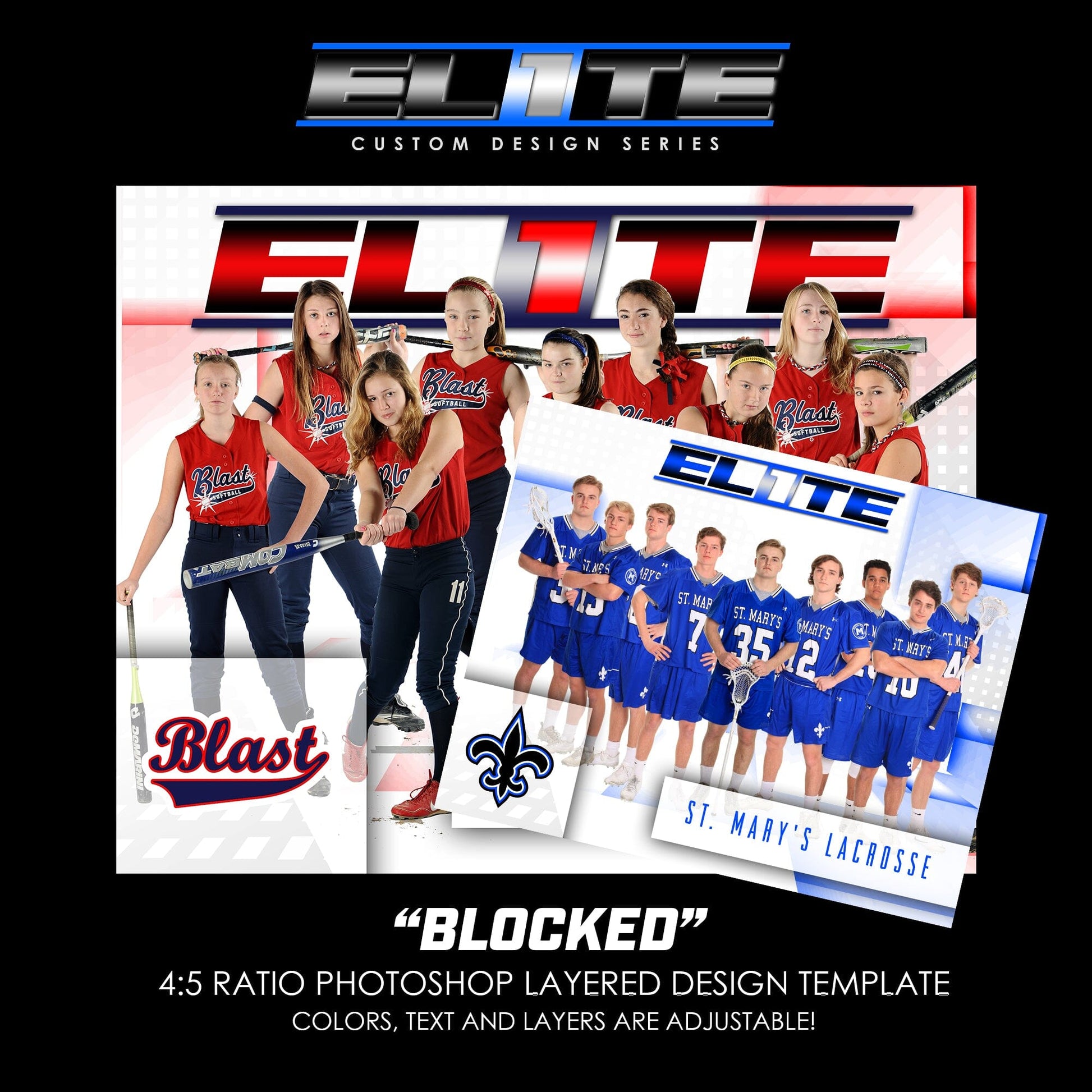 Blocked - Elite Series - Team Photo Photoshop Template-Photoshop Template - PSMGraphix