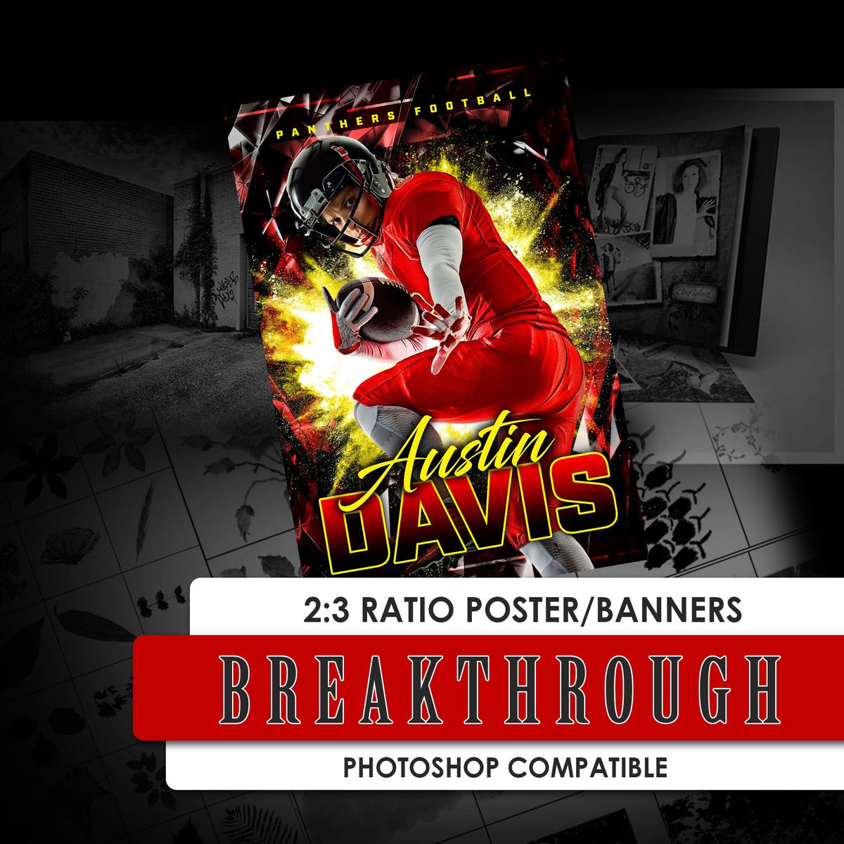 Breakthrough 2:3 Ratio Player Poster/Banner-Photoshop Template - PSMGraphix