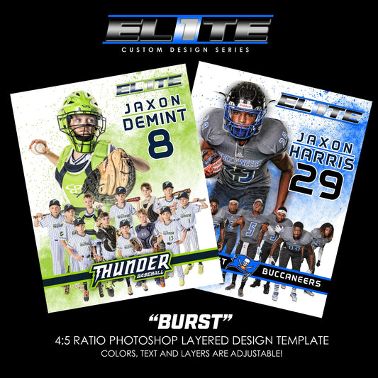 Burst - Elite Series - Team & Individual Memory Mate Photoshop Template-Photoshop Template - PSMGraphix